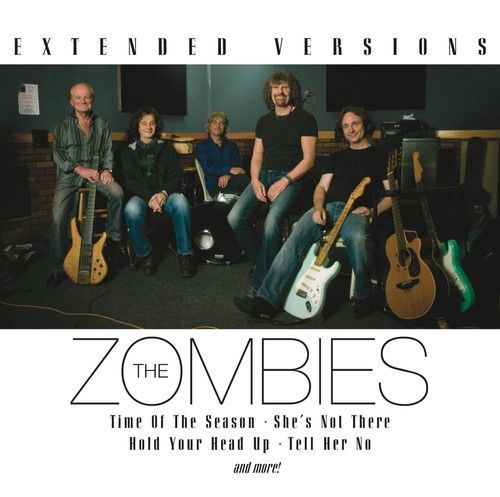 The Zombies album cover: five band members seated with instruments, a white background with