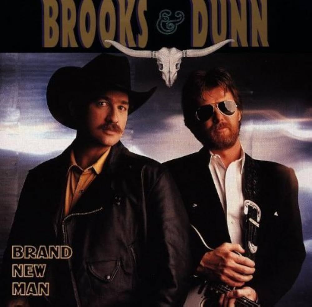 Brooks & Dunn album cover: Two men in cowboy attire, one in a hat, other with sunglasses, stand under a steer skull. The album title reads