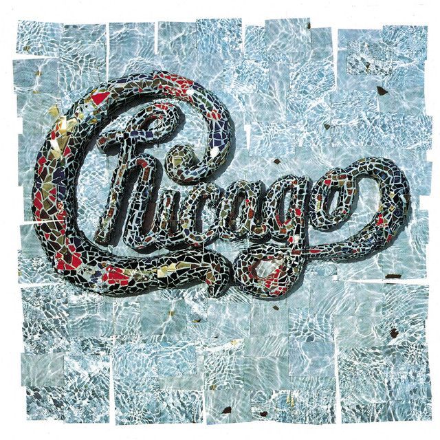 Album cover for Chicago, featuring their logo, a mosaic-style word
