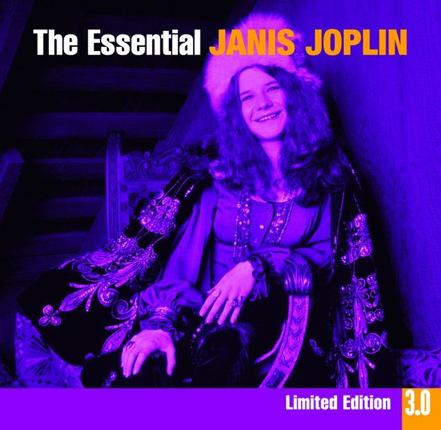Janis Joplin album cover: Joplin smiles, wearing a fur hat and shawl, against a purple-toned background. The album title is at the top.