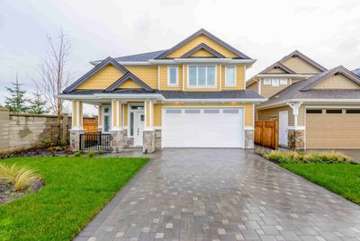 A new driveway in front of a residential house