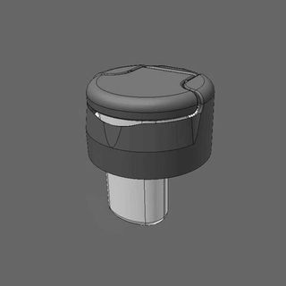 3D CAD image of a two-piece dosing cap.