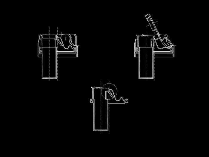 2D CAD drawing of a two-piece dosing cap.
