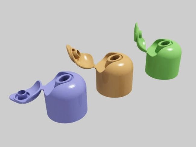 Rendered depiction of flip-top caps with original aesthetic design.