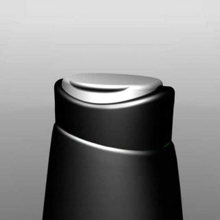 Rendering of a tall, designer oval-shaped flip-top cap.