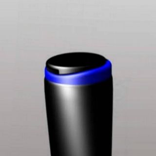 Rendering of a low-profile, designer round-shaped flip-top cap.