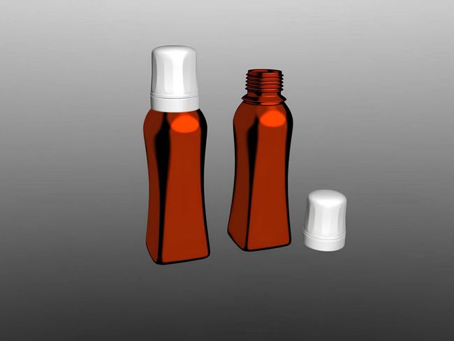 Rendering of a designer HDPE vial for the nutritional sector.