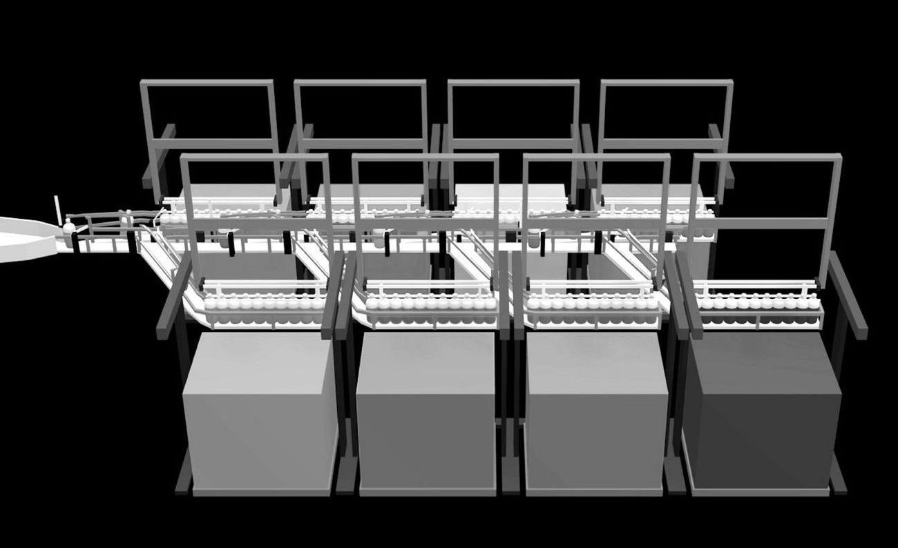 Dynamic palletizing modules with Cartesian robot, programmed based on tracking of the predominant product.