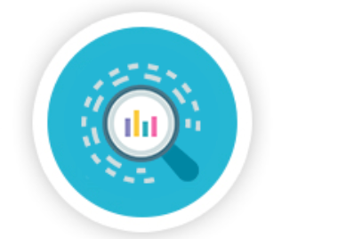 A magnifying glass with a graph inside of it