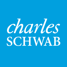 The charles schwab logo is on a blue background
