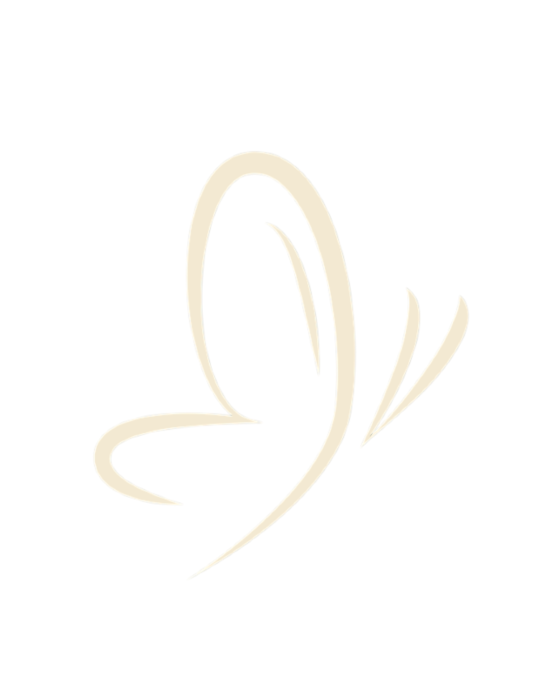 logo-butterfly Papillon couleur crème en vol, dessiné de simples coups de pinceau.