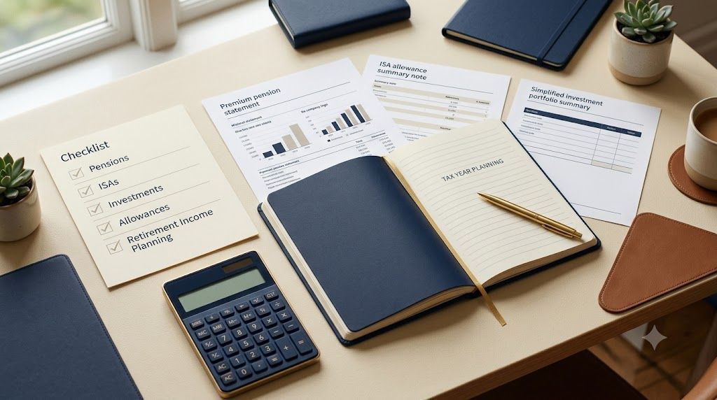 Tax year planning documents for ISAs pensions and investment allowances reviewed by EWS Financial Advisers