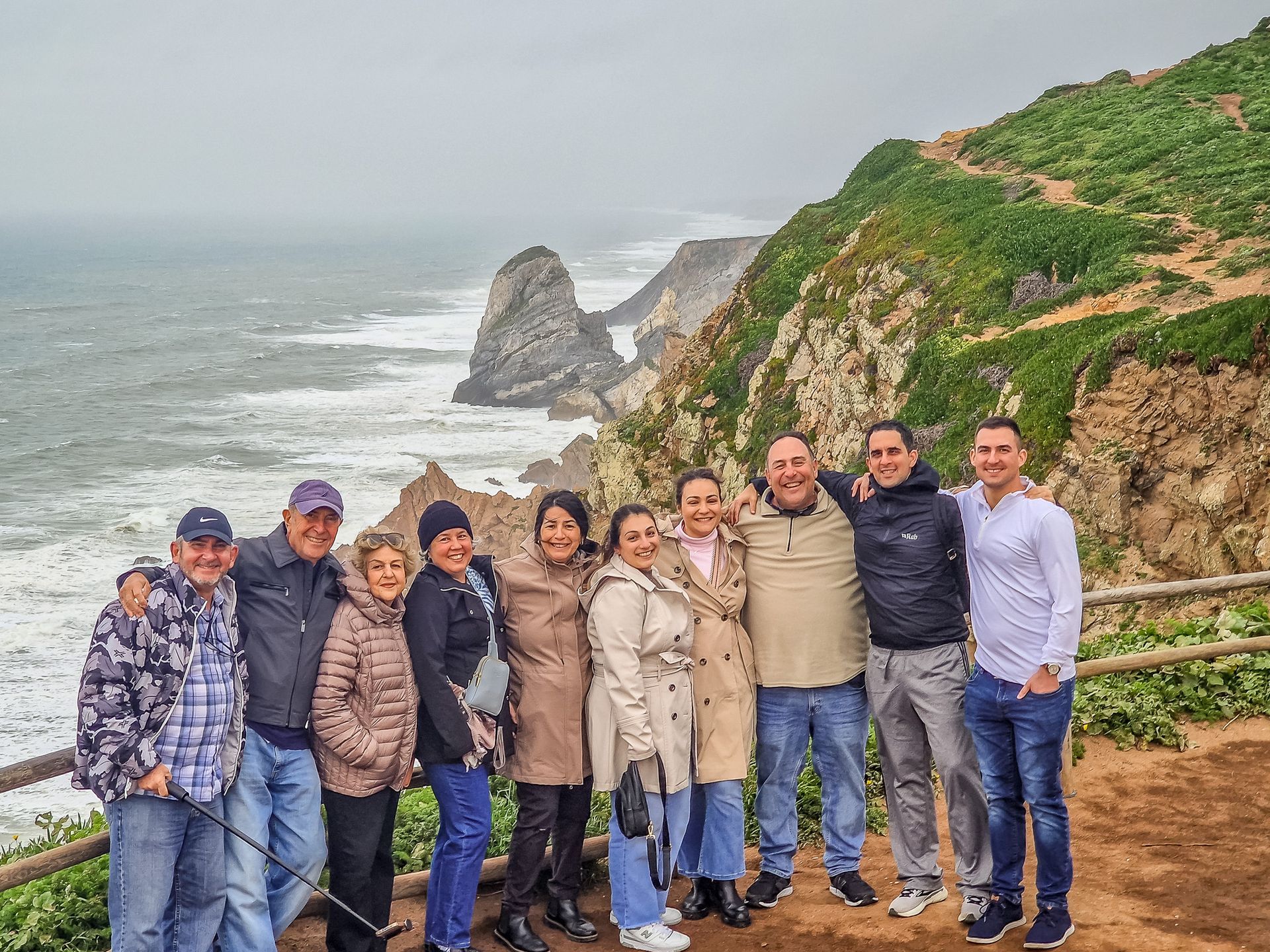 Friends in Cabo da Roca, during a tour to Sintra