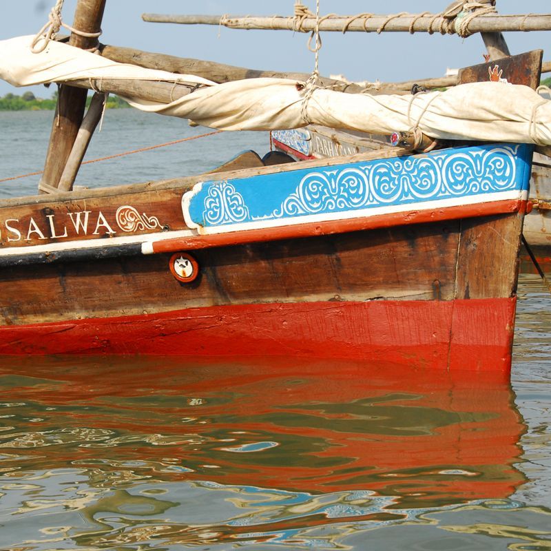 A boat with the name salva on the side of it