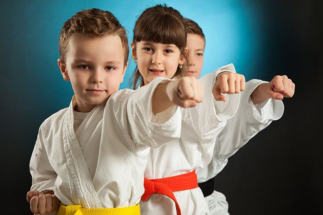kids practicing karate routine