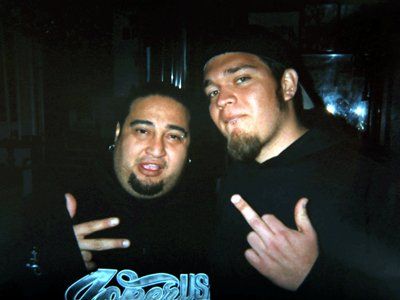 John Regalado with Dino from Fear Factory