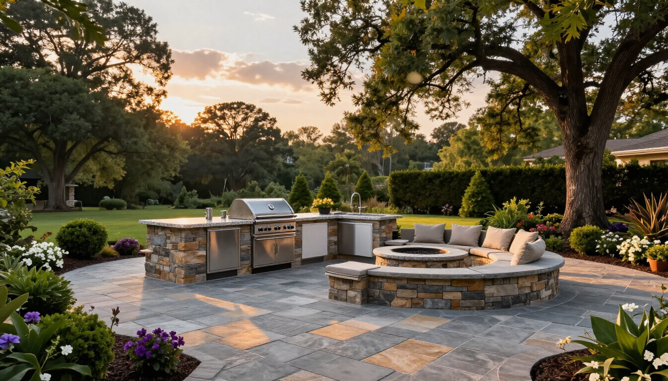 A beautiful custom patio and outdoor kitchen in Southern Maryland.