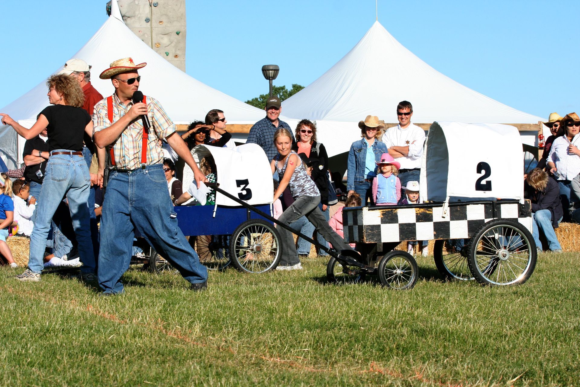 People participating in chuck wagon races at Calgary Stampede Event