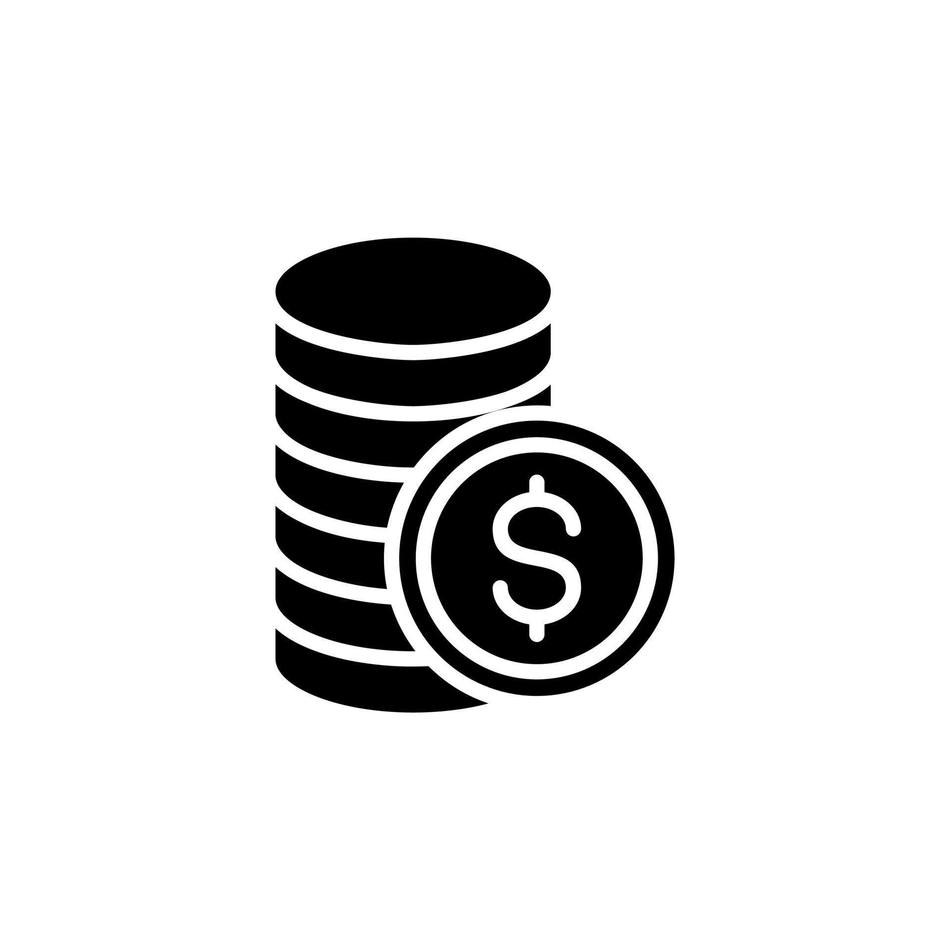 A stack of coins with a dollar sign on them.