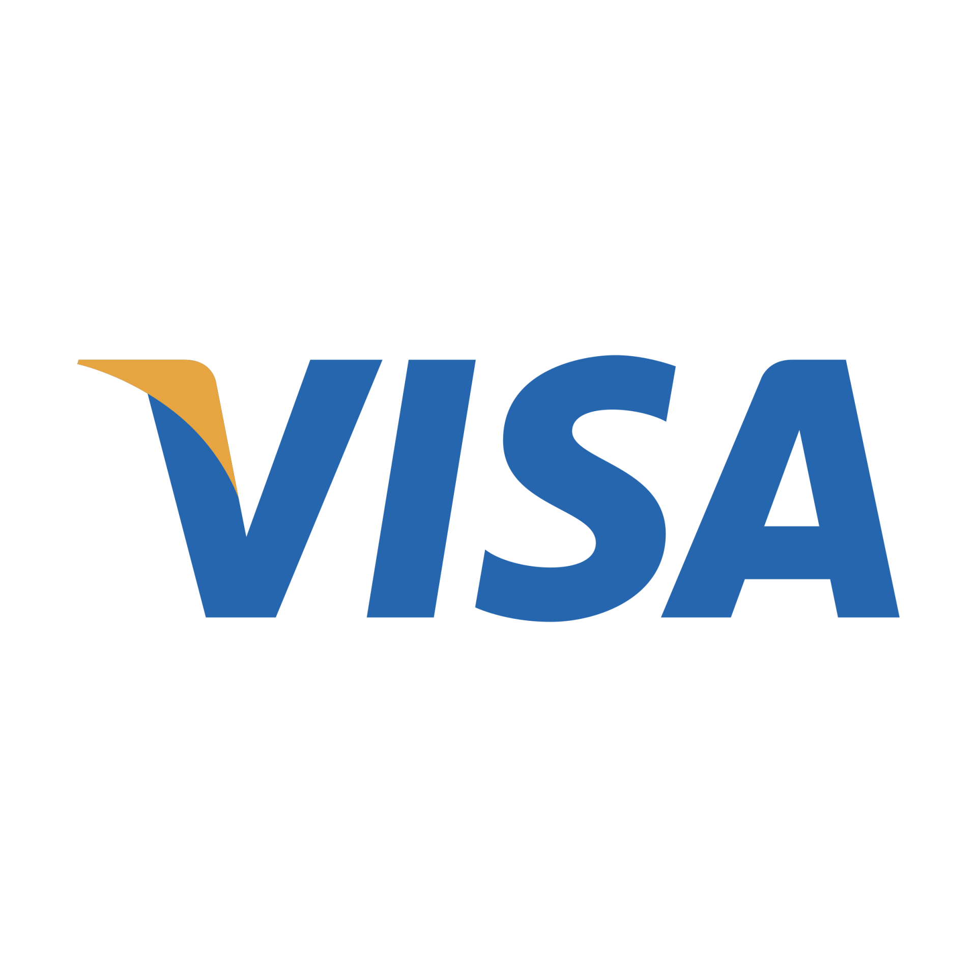 A blue and yellow visa logo on a white background.