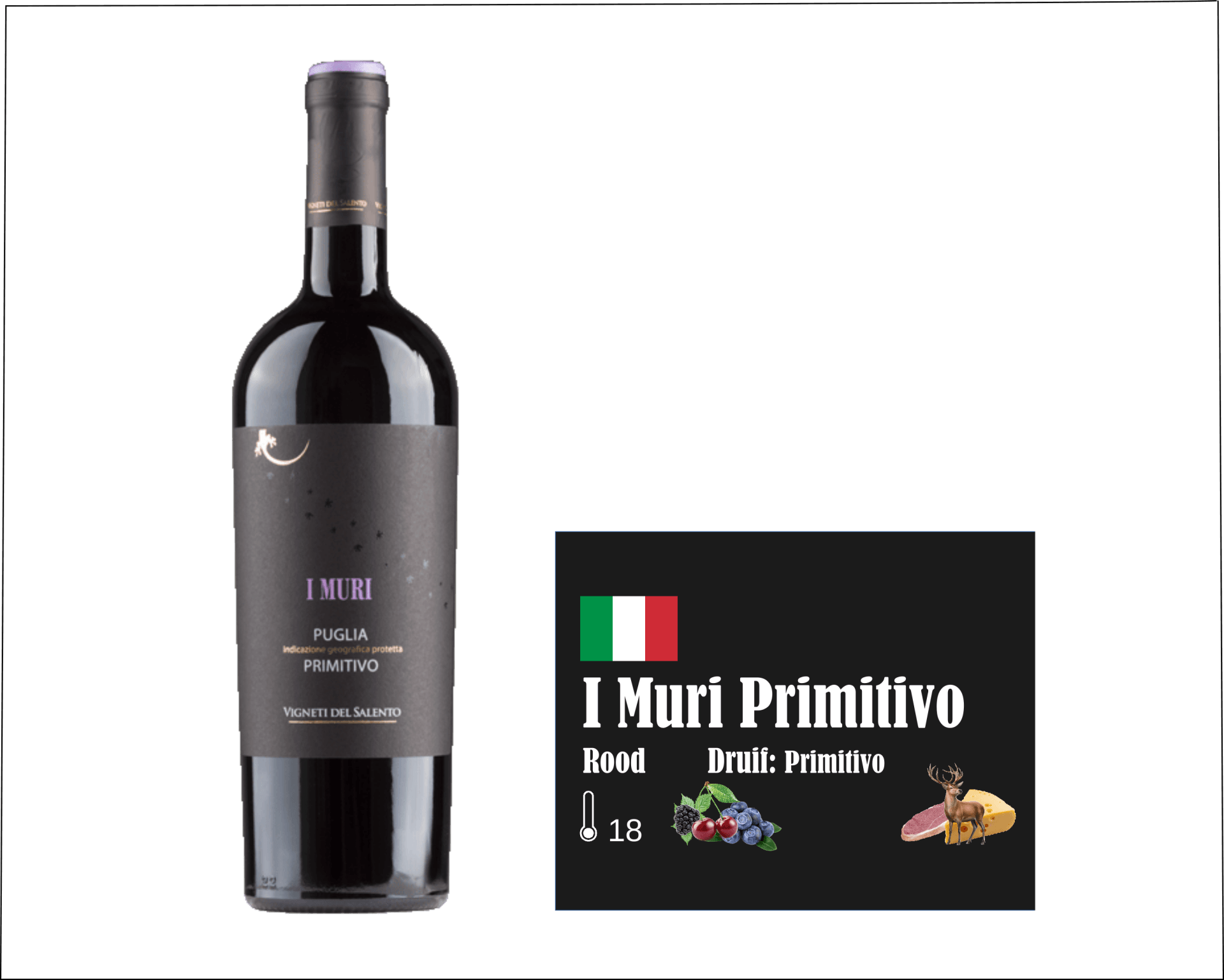 Wijnkaartjes met visuele beschrijvingen van de wijn inclusief wijn en spijs