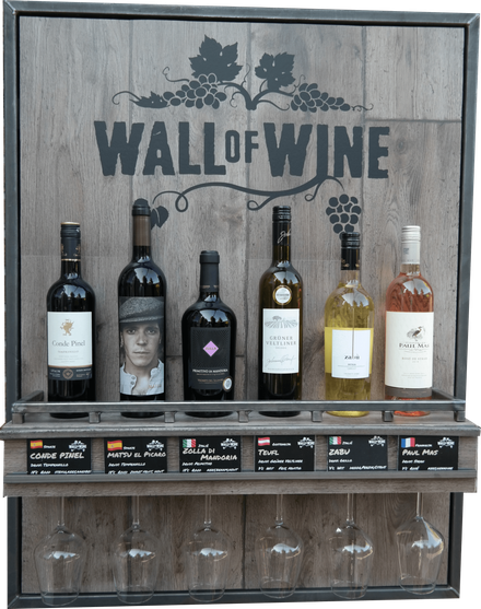 Wall of Wine 6 fles met glashouder donker