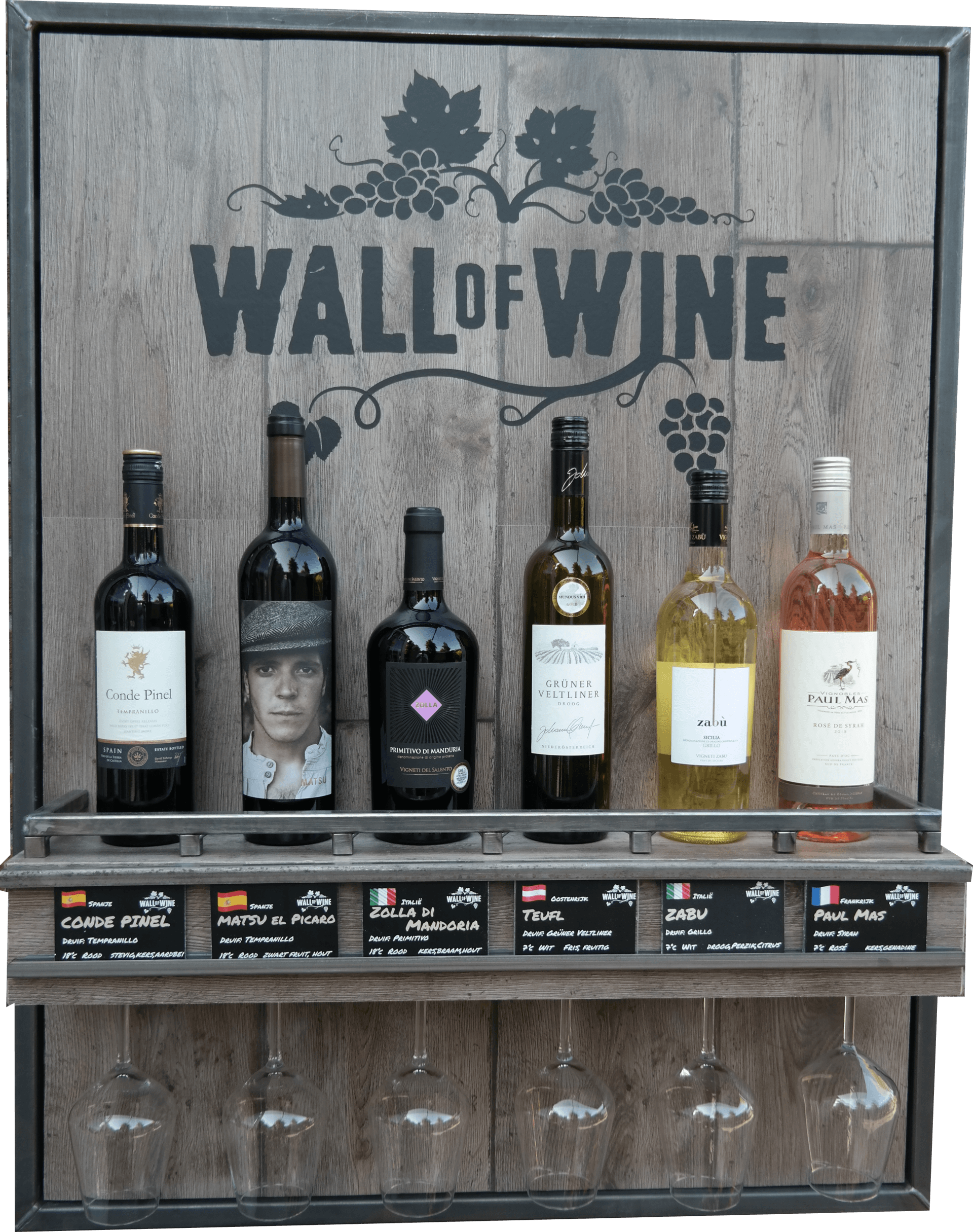 Voor de presentatie van 6 wijnen met bijbehorende wijnbeschrijvingen