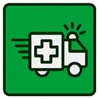 An icon of a delivery truck with a pin on it.