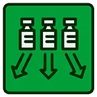 A green icon with three dollar signs and three arrows pointing up.