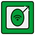 A green square with a white tag with a percent sign on it.