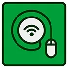 A green square with a white tag with a percent sign on it.