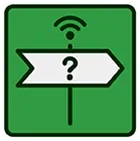 A green square with a white tag with a percent sign on it.