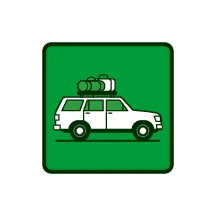 An icon of a person and a gear on a green background.