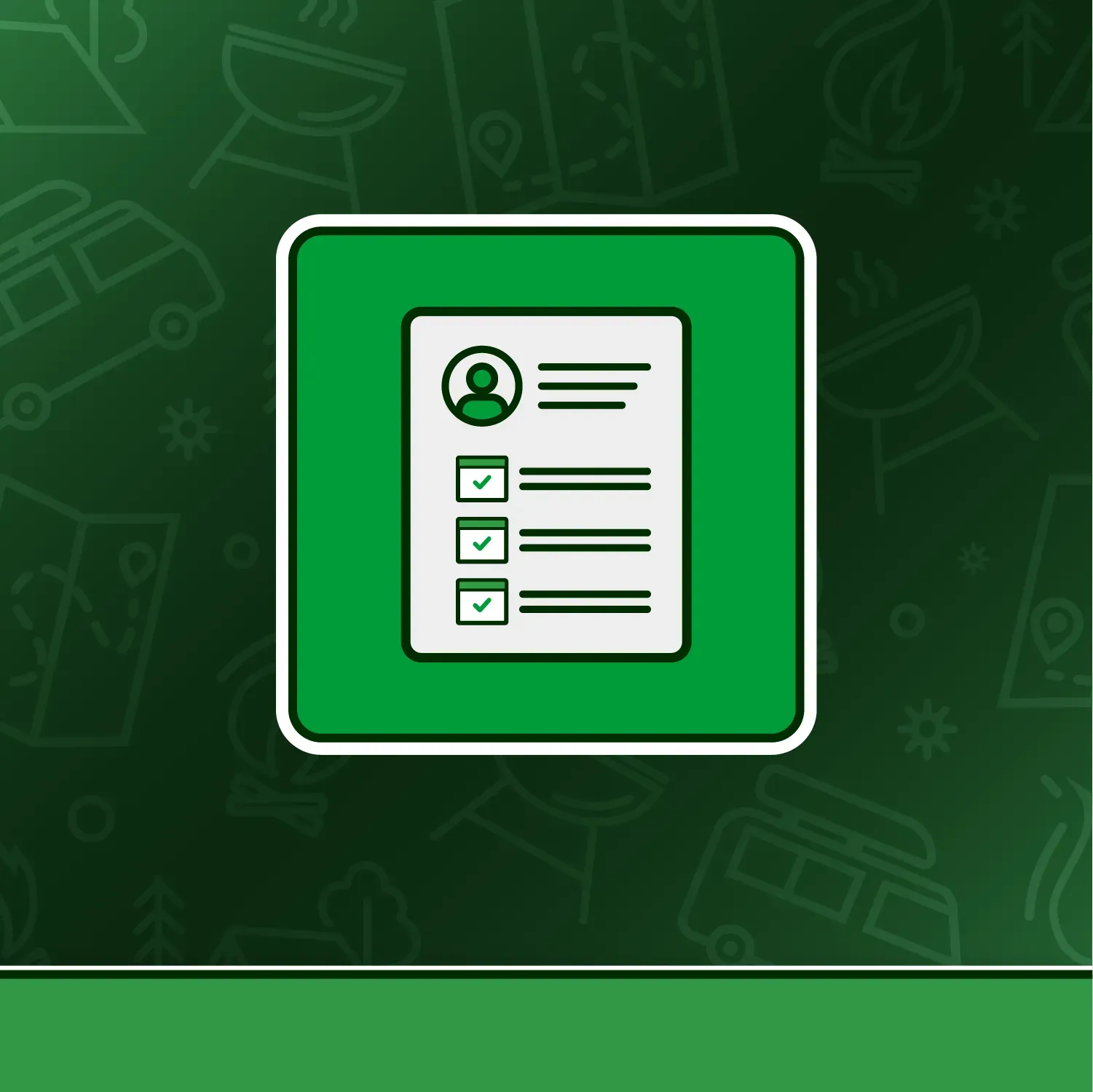 A cartoon of a man selling camp youth shirts