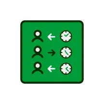 A green square with a white tag with a percent sign on it.