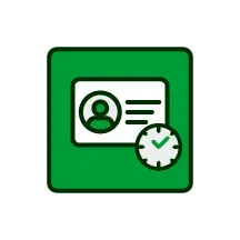 A green square with a white tag with a percent sign on it.