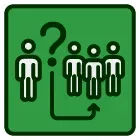 A green square with a white tag with a percent sign on it.