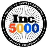 Inc. 5000 logo: black circle with radial lines,