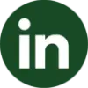 LinkedIn logo in a green circle, white 