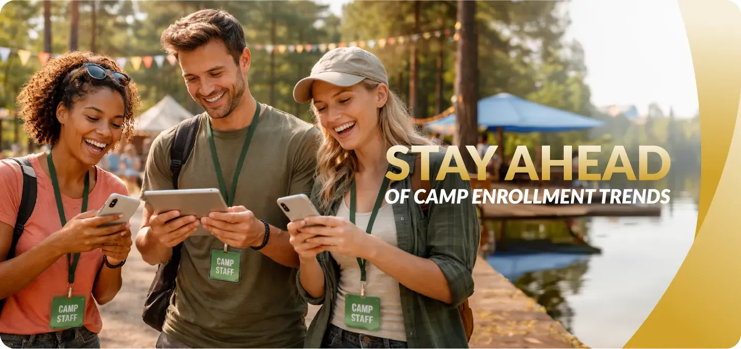 Image of an example of a camp alumni swag package including a tshirt, stickers, and tumbler that say 