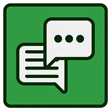 Green square with building and crane icon. Construction concept.