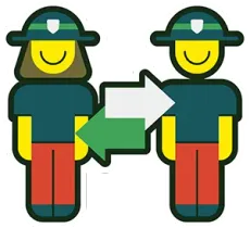 A man and a woman are standing next to each other holding an arrow.