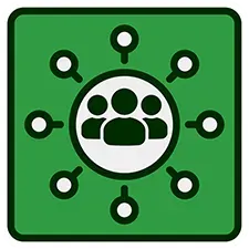 Green square with building and crane icon. Construction concept.