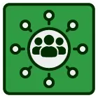 A group of people are connected to each other in a circle.