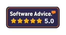 A sign that says software advice 5.0 on it