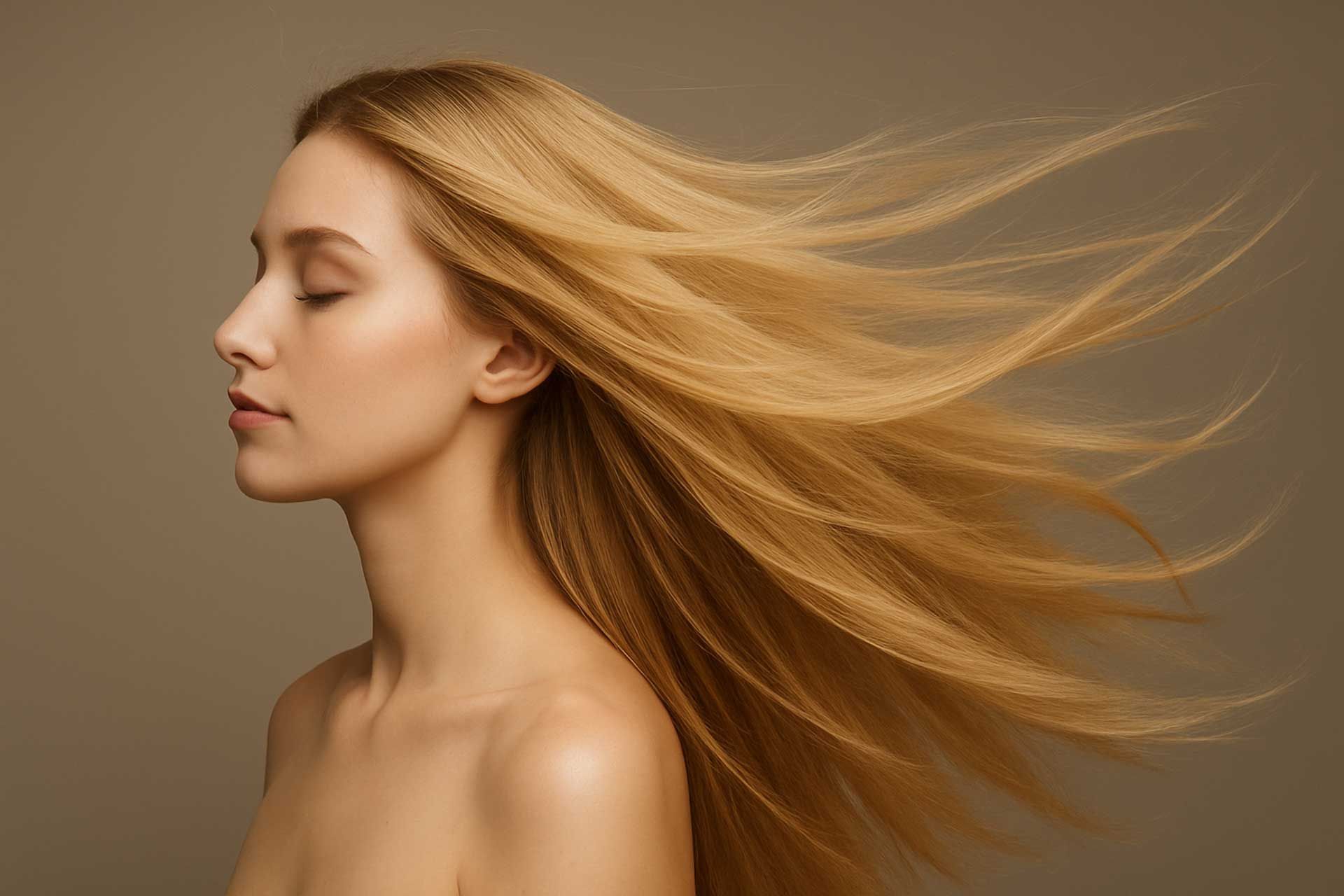 A woman is getting her hair curled with a curling iron