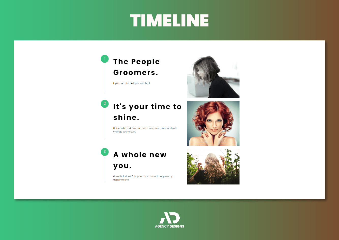 A timeline with a picture of a woman on it