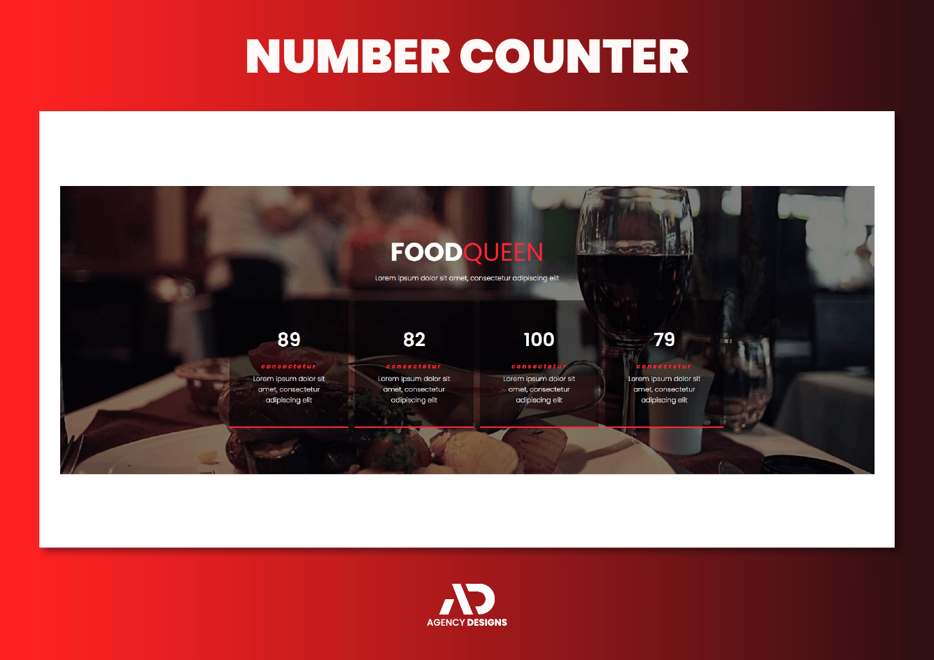 A number counter with a picture of a table in a restaurant.