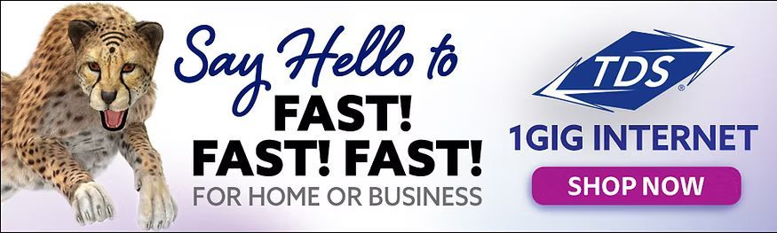 An advertisement for tds 1gig internet for home or business
