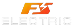FS Electric logo with stylized letters and a lightning bolt in orange and red over the word "ELECTRIC" in white.